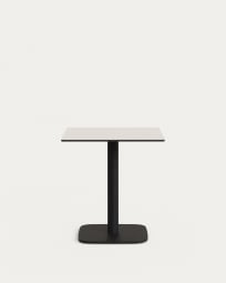 Tavolo per esterno Tiaret bianco con gamba in metallo rifinita in nero 68 x 68 x 70 cm