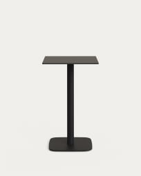 Tiaret high outdoor table in black with metal leg in a painted black finish, 60 x 60 x 96 cm