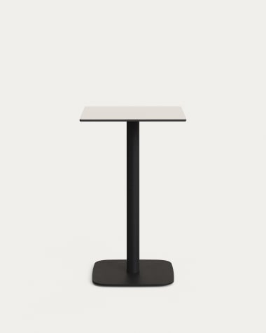 Dina hoher Outdoor-Tisch weiß mit schwarz lackiertem Metallbein 60x60x96 cm
