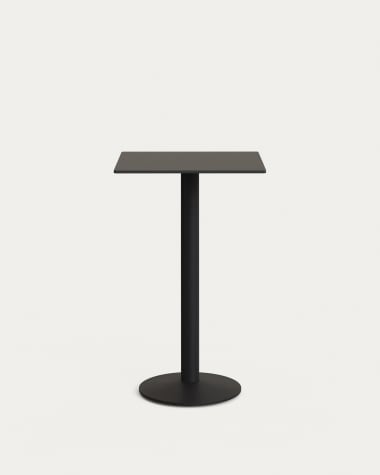 Ψηλό τραπέζι Tiaret, μαύρο και μαύρη βαμμένη μεταλλική βάση, 60x60x96εκ