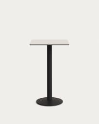 Tiaret high table in white with metal leg in a painted black finish, 60 x 60 x 96 cm