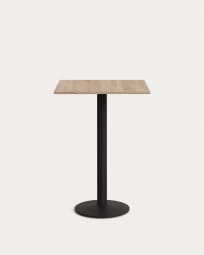 Tiaret high table in natural finish melamine with metal leg in a painted black finish, 60x60x96cm