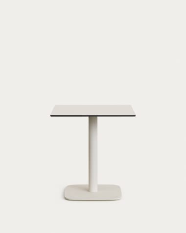 Dina Outdoor-Tisch weiß mit weiß lackiertem Metallbein 68 x 68 x 70 cm