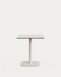 Tiaret outdoor table in white with metal leg in a painted white finish, 68 x 68 x 70 cm