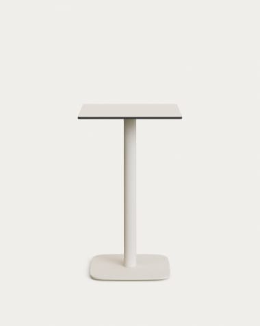 Table haute d'extérieur Dina blanco avec pied en métal et finition peinte blanche 60x60x96 cm