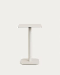 Tavolo alto per esterno Tiaret bianco con gamba di metallo rifinita in bianco 60x60x96 cm