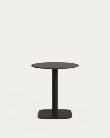 Runder Outdoor-Tisch Dina schwarz mit schwarz lackiertem Metallbein Ø 68x70 cm
