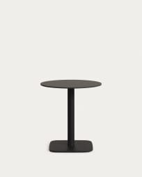 Στρογγυλό τραπέζι εξωτερικού χώρου Dina, μαύρο με μεταλλική βάση σε μαύρο βαμμένο φινίρισμ