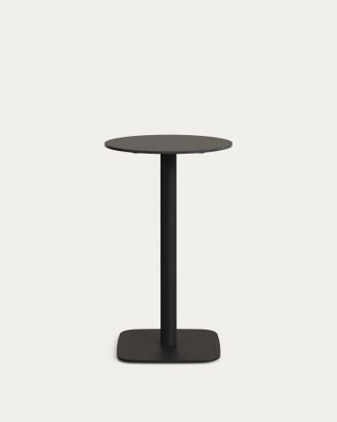 Dina hoher runder Outdoor-Tisch schwarz mit schwarz lackiertem Metallgestell Ø 60x96 cm