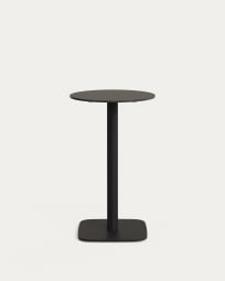 Tiaret high round outdoor table in black with metal leg in a painted black finish, Ø 60x96 cm
