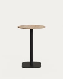 Tiaret high round table in natural finish melamine with metal leg in a painted black finish, Ø 60x96 cm