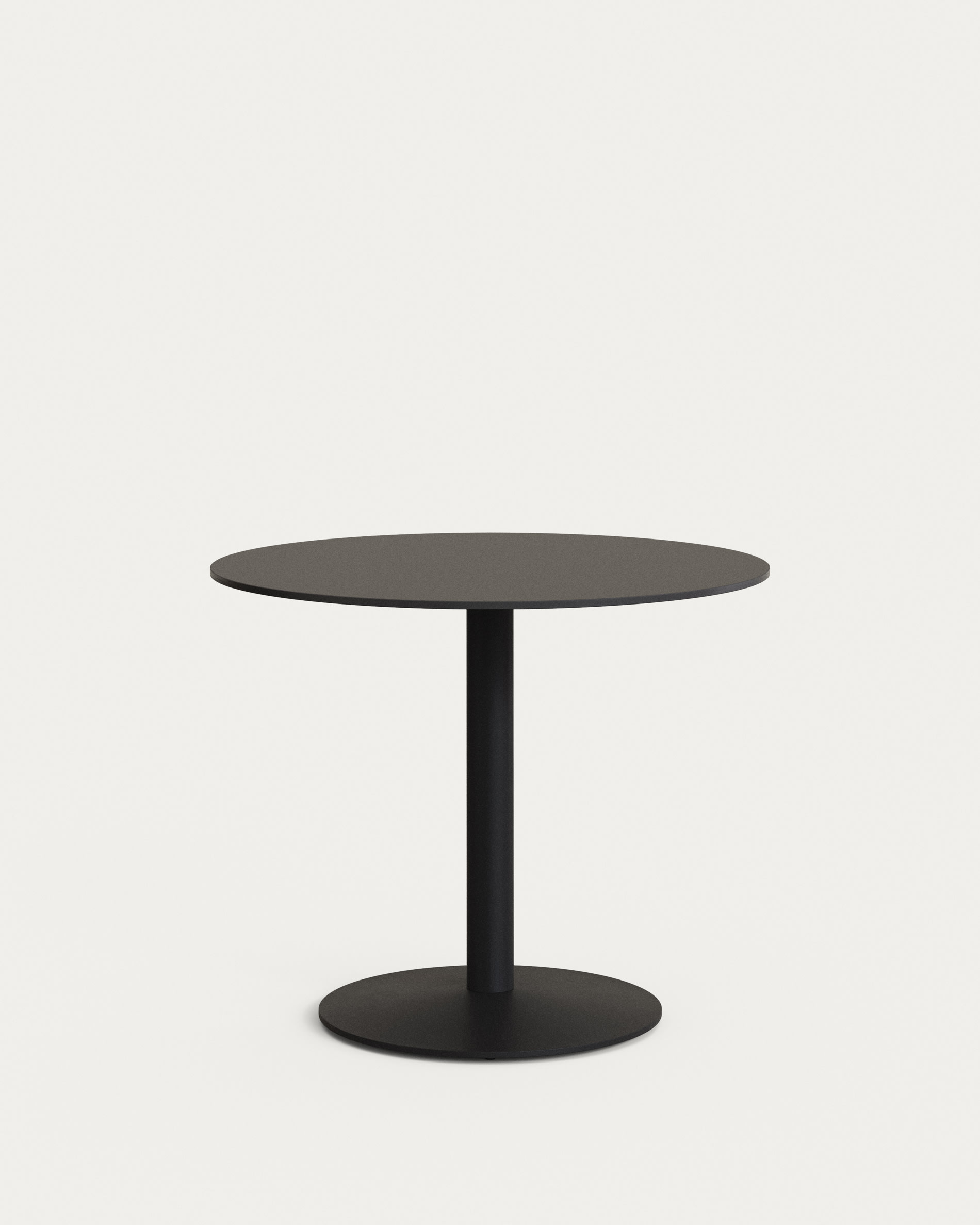 Tavolo rotondo per esterno Tiaret nero con gamba di metallo rifinita in  nero Ø 90 x 70 cm