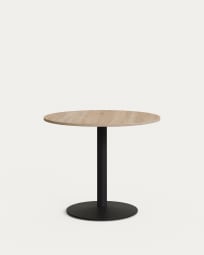 Tiaret round table in natural finish melamine with metal leg in a painted black finish, Ø90x70cm
