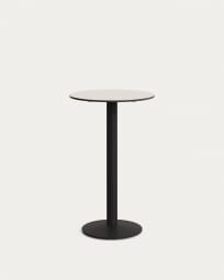 Στρογγυλό ψηλό τραπέζι Tiaret, λευκό και μαύρη βαμμένη μεταλλική βάση, Ø 60x96εκ