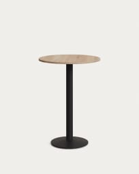 Tiaret high round table in natural finish melamine with metal leg in a painted black finish, Ø60x96cm