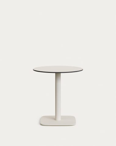 Tiaret round outdoor table in white with metal legal in a painted white finish, Ø 68x70cm