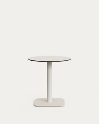 Runder Outdoor-Tisch Tiaret weiß mit weiß lackiertem Metallbein Ø 68x70cm
