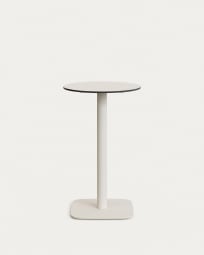 Tiaret high round outdoor table in white with metal leg in a painted white finish, Ø 60 x 96 cm