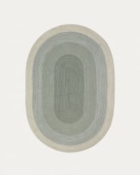 Χαλί Leeith, 100% PET, χοντρές πράσινες ρίγες, Ø160x230εκ