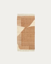 Cabanes yute and cotton rug, natural and brown, 70 x 140 cm