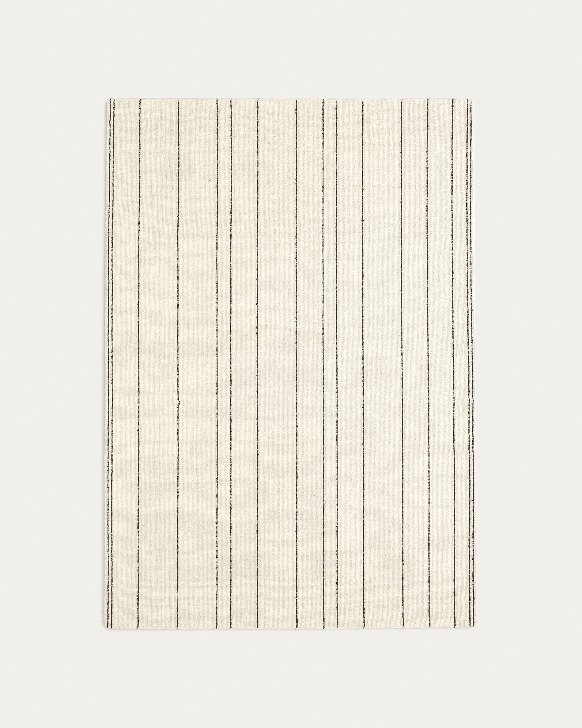 Tapis Micol en laine beige et rayures noir 160 x 230 cm | Kave Home