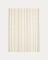Tapis Micol en laine beige et rayures noir 160 x 230 cm