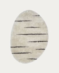 Tahitiana rug in beige with grey stripes, Ø 160 x 230 cm