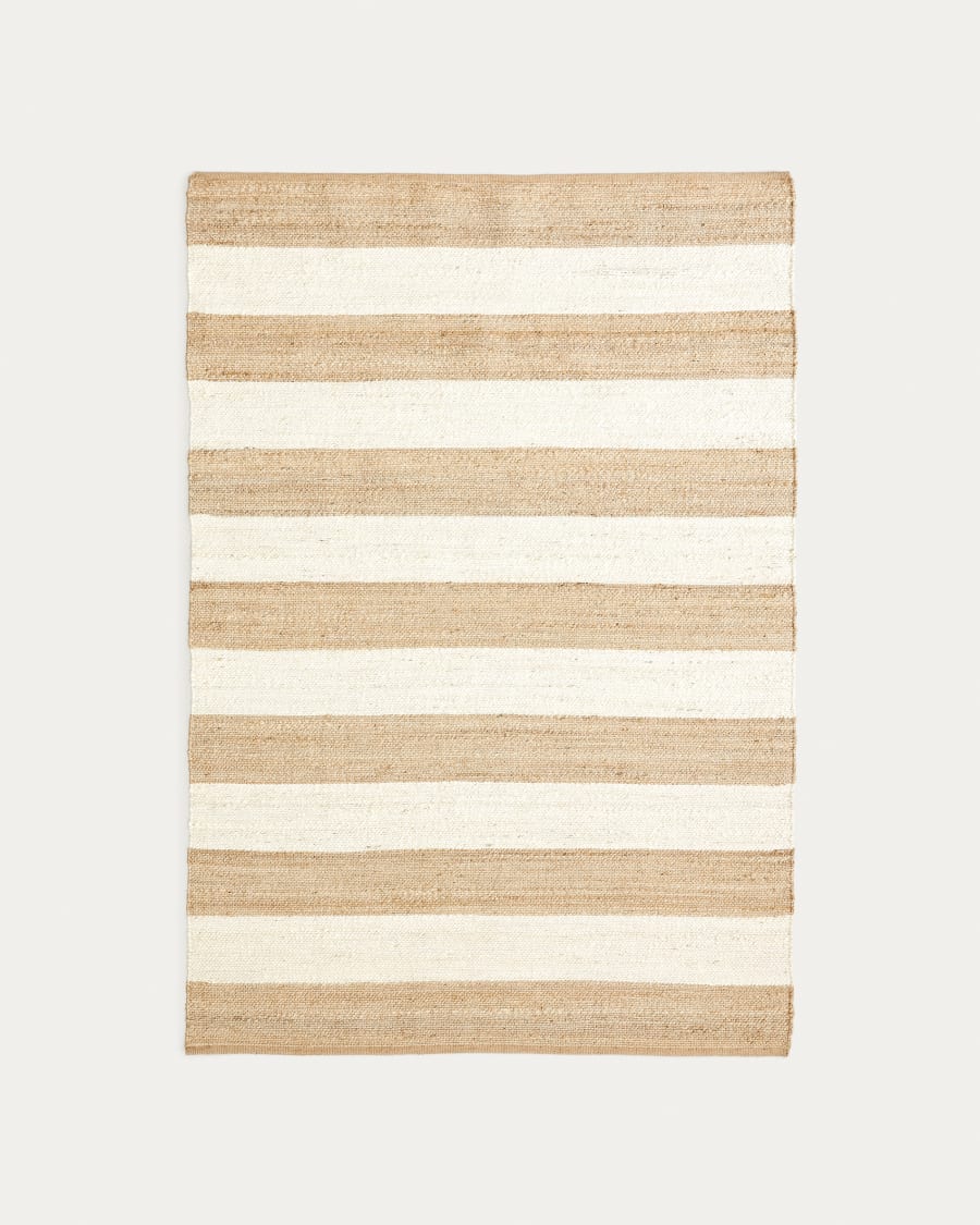 Rovira Teppich mit Streifen in Weiß und Natur aus Jute und