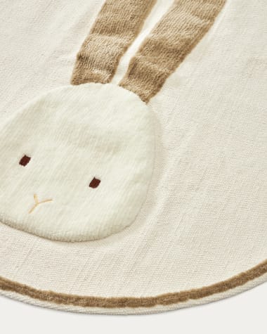 Alfombra redonda Zelda algodón blanco de oso Ø 100 cm - Kave Home.  X0100061JJ05