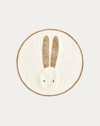 Yanil round beige cotton rabbit rug, Ø 100 cm