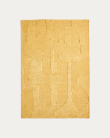 Mosterdkleurig Maie-vloerkleed van viscose en wol 160 x 230 cm