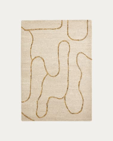 Alfombra Magin de lana beige y mostaza 160 x 230 cm
