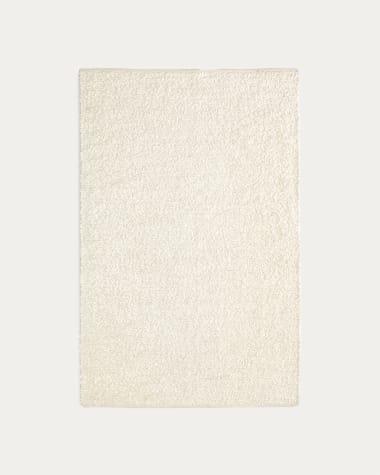 Wit Magaret-vloerkleed van katoen met lamswoleffect 160 x 230 cm