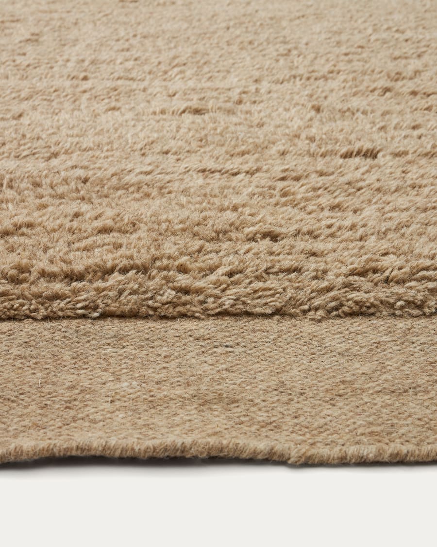 Alfombra kilim de lana beige/gris/marrón 200 x 300 cm MRGAVET