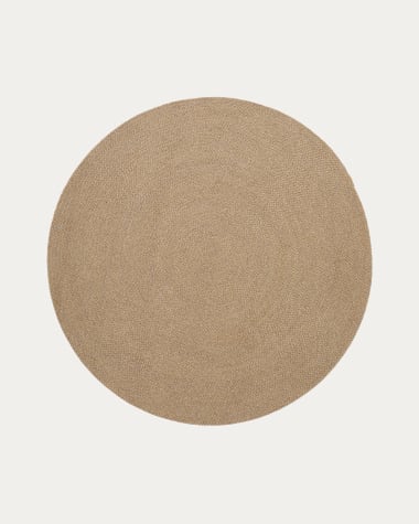 Despas beige round rug made from synthetic fibres Ø 200 cm