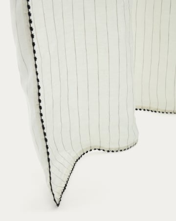 Tenda Adra in lino e cotone a righe bianche con ricamo 140 x 270 cm