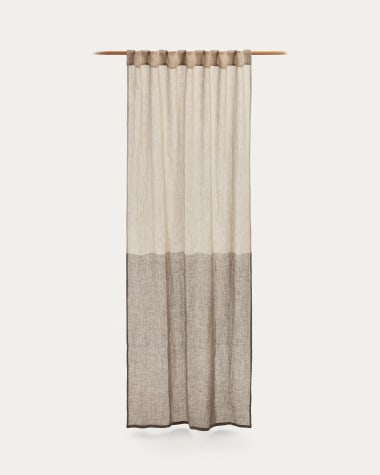 Melba Vorhang 100%Leinen Natur und Grau 140 x 270 cm