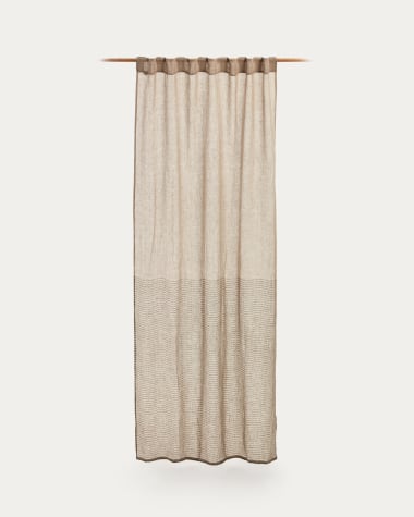 Melba-gordijn van 100% linnen met strepen in het grijs en neutraal 140 x 270 cm