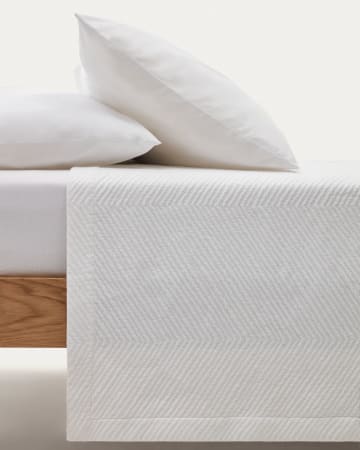 Copriletto Berga in cotone bianco per letto da 160/180 cm