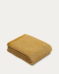 Melany blanket with white and mustard knit 130 x 170 cm