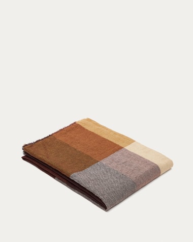 Macel multicoloured check linen and cotton blanket 130 x 170cm