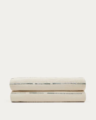 Cobrellit Satisa de cotó color cru amb ratlles per a llit de 90/135 cm