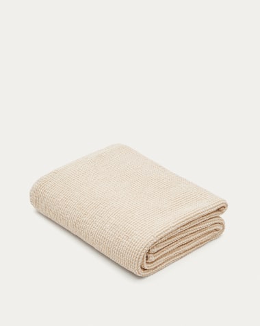 Colcha Senara 100% algodão bege para cama de 150/160 cm