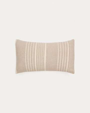 Fodera cuscino Montras in lino e cotone beige a righe effetto in rilievo in bianco 30x50cm