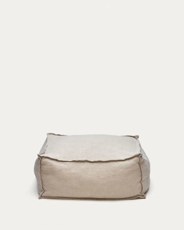 Pouf Forallac 100% lin beige 50 x 50 cm