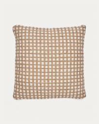 Iscle natural jute and white cotton cushion cover, 60 x 60 cm