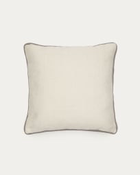 Sagulla 100% PET cushion cover in white with grey trim, 45 x 45 cm