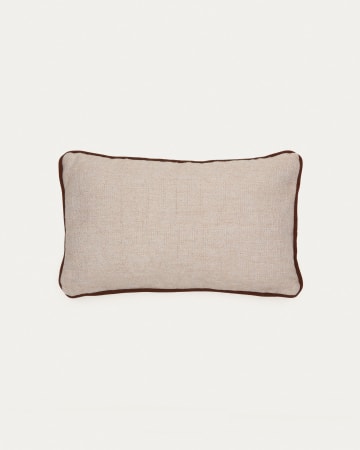 Sagulla 100% PET cushion cover in beige with brown trim, 30 x 50 cm