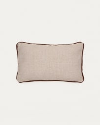 Sagulla 100% PET cushion cover in beige with brown trim, 30 x 50 cm