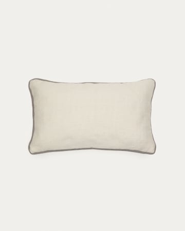 Sagulla 100% PET cushion cover in white with grey trim, 30 x 50 cm
